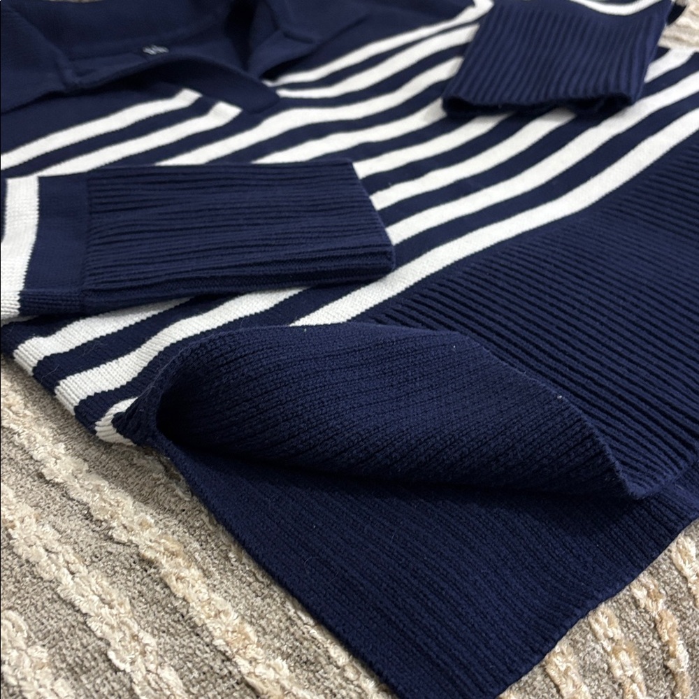 Gap 90’s‎ Women's Navy & Cream Striped Collared Knit Cotton Sweater Size M - Picture 4 of 6